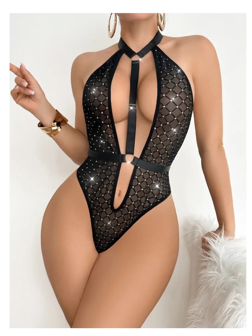 Women's Sexy Rhinestone bodysuit